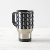 Mug De Voyage Mod Retro Monogram Blue Abstrait Scarab Motif (Devant gauche)