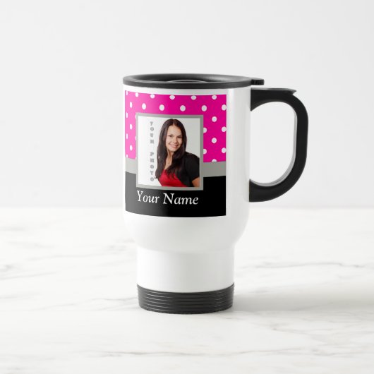 Mug De Voyage Modèle photo à points Polka rose (Droite)