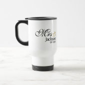 Mug De Voyage Modern Bride Name Wedding Ring Date Black Text (Gauche)