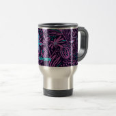 Mug De Voyage Modern Dark Purple Floral Pattern Personalised (Devant droit)