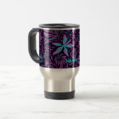 Mug De Voyage Modern Dark Purple Floral Pattern Personalised (Devant gauche)