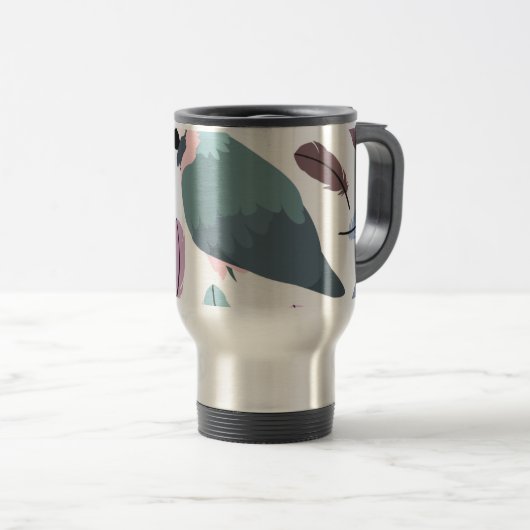 Mug De Voyage Modern Parrots Tropical Pattern  (Devant droit)