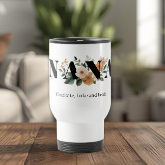 Mug De Voyage Modern Personalized Nana Floral Gift