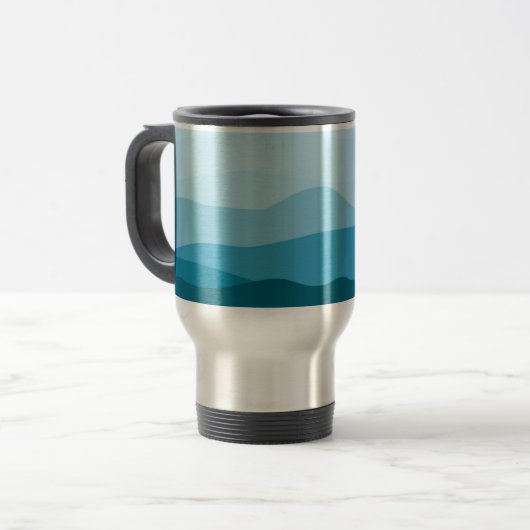 Mug De Voyage Moderne Abstrait Pastel Blue Pink Mountains (Devant gauche)