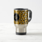 Mug De Voyage Moderne chic imprimé guépard doré à monogramme (Devant droit)