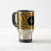 Mug De Voyage Moderne chic imprimé guépard doré à monogramme (Devant gauche)