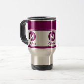 Mug De Voyage Moderne Personnalisé Nom élégant Lettre Monogramme (Devant gauche)