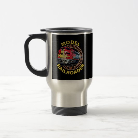 Mug De Voyage Modifier le modèle de texte Railroader Red Yellow (Gauche)