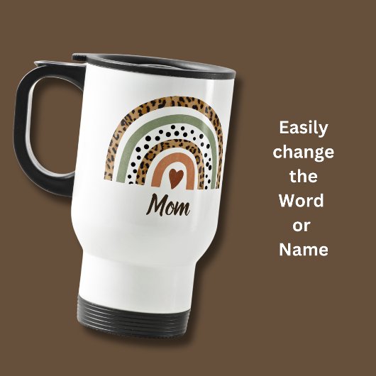 Mug De Voyage Modifier le nom Leopard Spots Imprimer Rainbow Tra