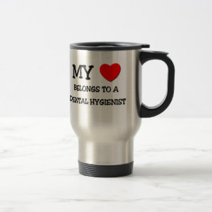 Mug De Voyage Mon coeur appartient à un HYGIÉNISTE DENTAIRE
