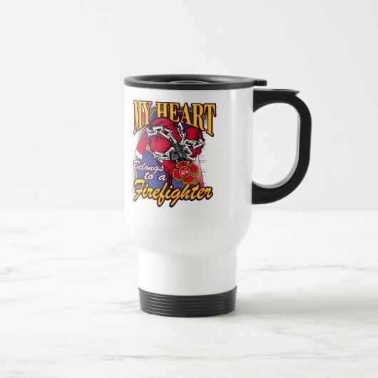 Mug De Voyage Mon coeur appartient à un sapeur-pompier (Droite)