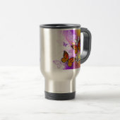 Mug De Voyage Monarch Butterflies on Purple Background (Devant droit)