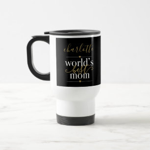 Mug De Voyage Mondes Personnalisés Meilleur Maman Noir Et Or