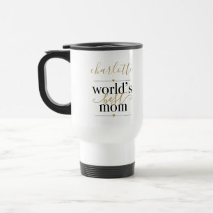 Mug De Voyage Mondes personnalisés Noir et Or Meilleure maman