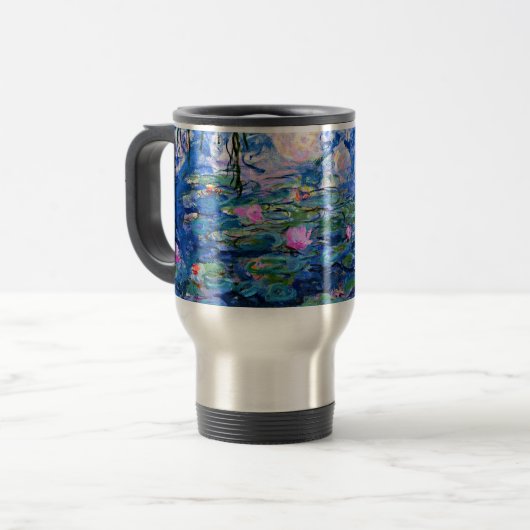 Mug De Voyage Monet : Water Lys 1919, fleurs roses douces (Devant gauche)