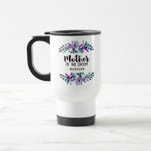 Mug De Voyage Monnaie et couronne de fleurs violettes Mère de la (Gauche)