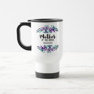 Mug De Voyage Monnaie et couronne de fleurs violettes Mère de la