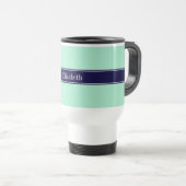 Mug De Voyage Monnaie légère solide, Nom de ruban bleu marine Mo (Devant droit)