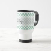 Mug De Voyage Monogram Mint Green Cute Chic Polka Motif (Devant droit)