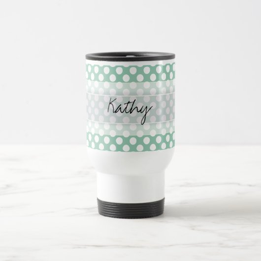Mug De Voyage Monogram Mint Green Cute Chic Polka Motif (Centre)