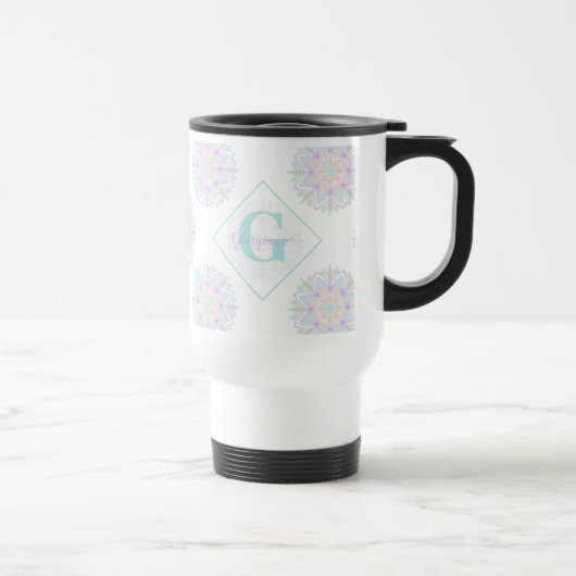 Mug De Voyage Monogram Pastel Rainbow Sundae Polka Dot Mandala (Droite)