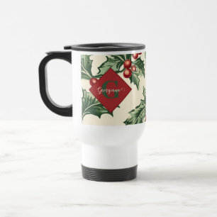 Mug De Voyage Monogram Vintage Christmas Holly & Berries Motif