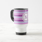 Mug De Voyage Monogramme à bandes horizontales violettes (Devant gauche)