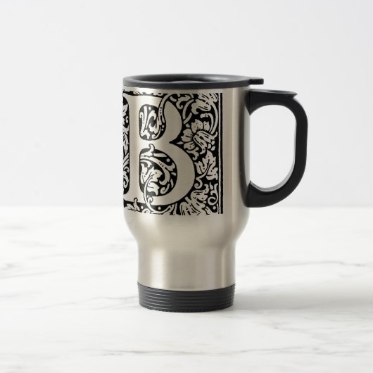 Mug De Voyage Monogramme B initial. Nom customisé Modèle floral (Droit)