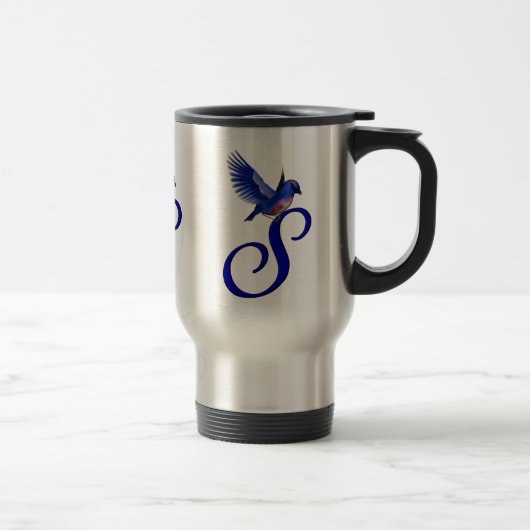 Mug De Voyage Monogramme Bluebird Initial S Élégant (Droit)