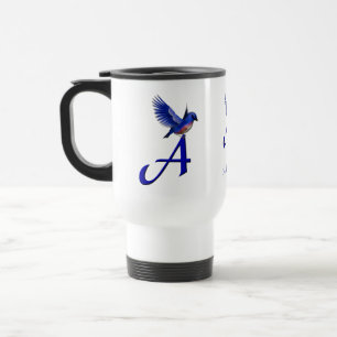 Mug De Voyage Monogramme Bluebird Initiale A Élégant Personnalis