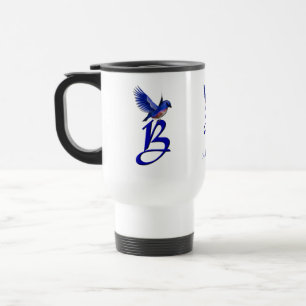 Mug De Voyage Monogramme Bluebird Initiale B Élégant Personnalis