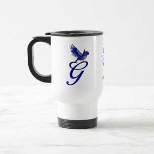 Mug De Voyage Monogramme Bluebird Initiale G Élégant Personnalis
