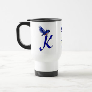 Mug De Voyage Monogramme Bluebird Initiale K Élégant Personnalis