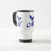 Mug De Voyage Monogramme Bluebird Initiale M Élégant (Devant gauche)
