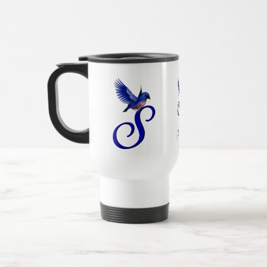 Mug De Voyage Monogramme Bluebird Initiale S Élégant Personnalis (Gauche)