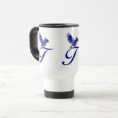 Mug De Voyage Monogramme Bluebird Initiale T Élégant (Devant gauche)