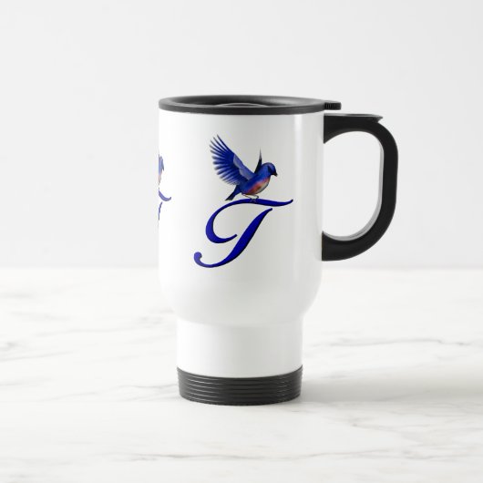 Mug De Voyage Monogramme Bluebird Initiale T Élégant (Droite)