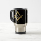 Mug De Voyage Monogramme Carré et boussole classique (Devant gauche)