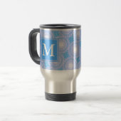 Mug De Voyage Monogramme Cercles bleu électrique motif (Devant gauche)