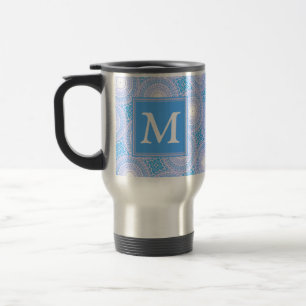 Mug De Voyage Monogramme Cercles bleu électrique motif