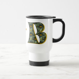 Mug De Voyage Monogramme Daisy Initiale B Personnalisé