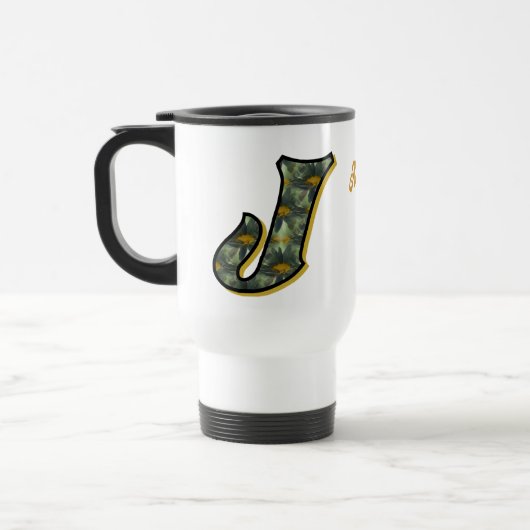 Mug De Voyage Monogramme Daisy Initiale J Personnalisé (Gauche)