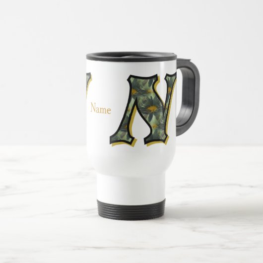 Mug De Voyage Monogramme Daisy Initiale N Personnalisé (Devant droit)