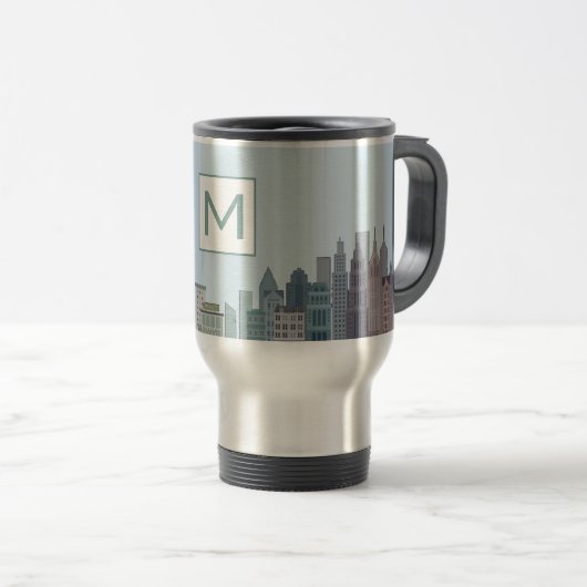 Mug De Voyage Monogramme d'art urbain moderne (Devant droit)