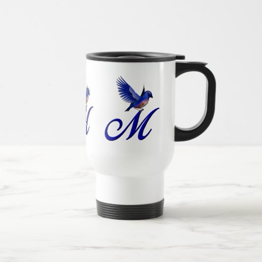 Mug De Voyage Monogramme de bleuet initial M élégant (Droite)
