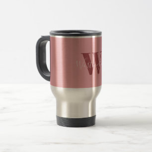 Mug De Voyage Monogramme de fille et nom rose roux