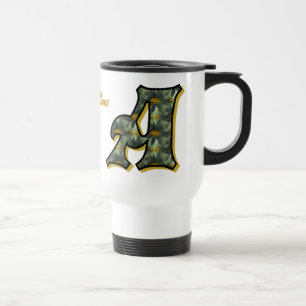 Mug De Voyage Monogramme de marguerite initiale A personnalisé