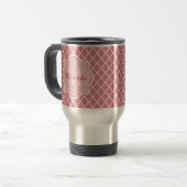 Mug De Voyage Monogramme de Quatrefoil Rose Chic Avec Nom (Devant gauche)