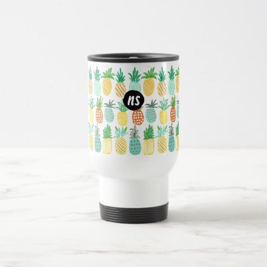 Mug De Voyage Monogramme d'été ananas | Musique de voyage (Centre)