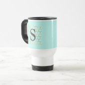 Mug De Voyage Monogramme d'hexagone vert Turquoise (Devant gauche)